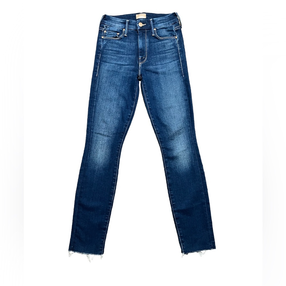 Mother The Looker Ankle Fray Dark Blue Jeans Size 24